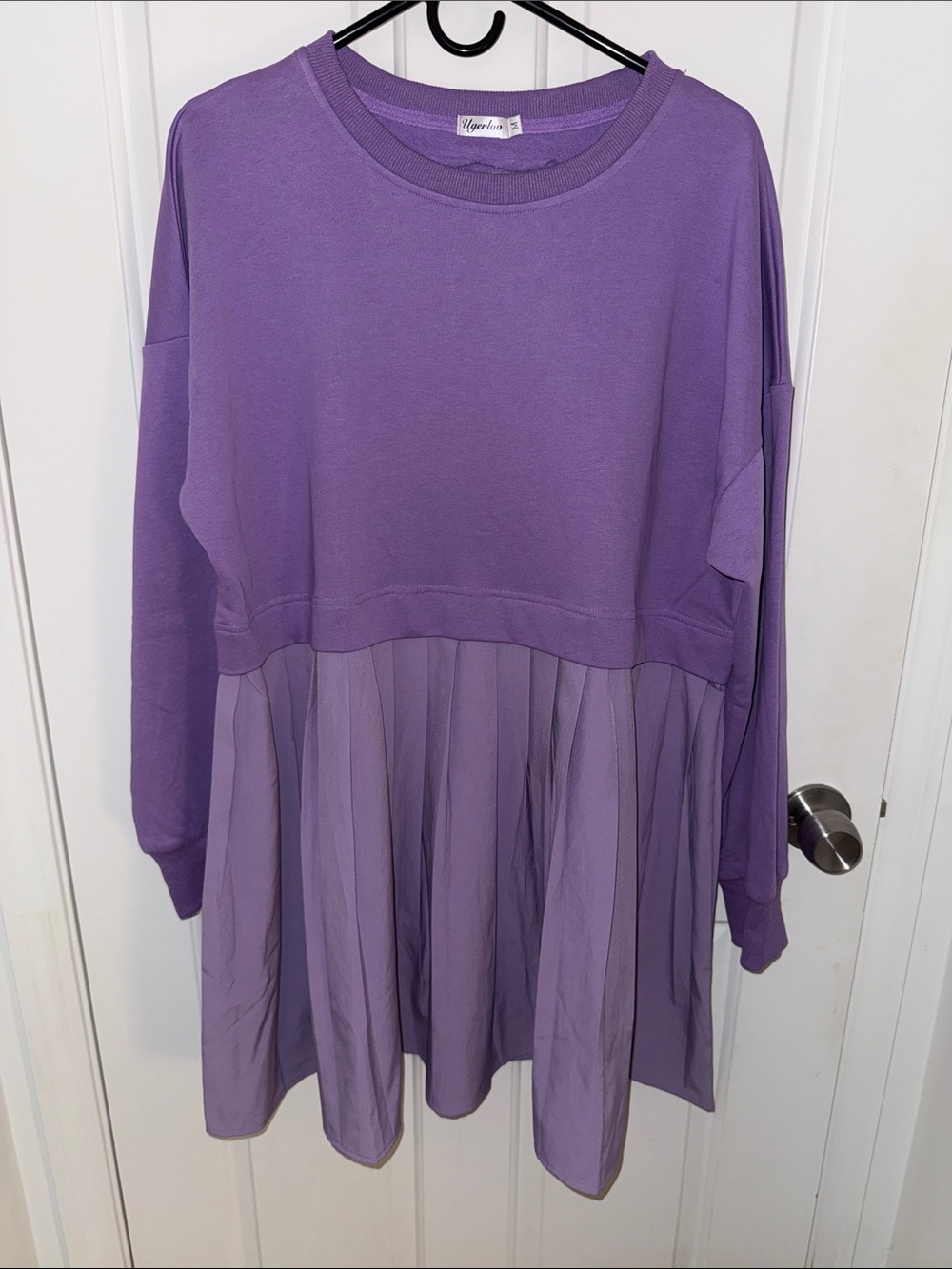 Ugerlov‎ Purple Oversized Pleated Sweatshirt Dress M NWOT